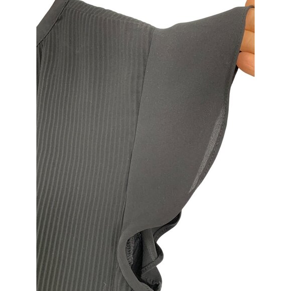 Adrianna Papell Womens Black Pleated Short Sleeve Blouse Top Size M Chiffon GUC - Picture 7 of 7